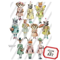 Whimsical Animal Paper Doll Collage Sheets