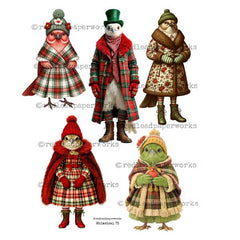 Whimsical Winter Birds Collage Sheet