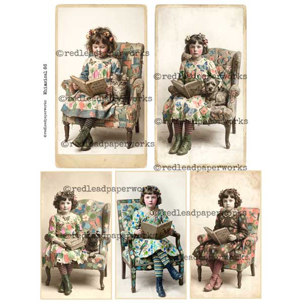 At the Library Art Girls Whimsical 86 Collage Sheet