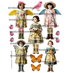 Mixed Media Wings and Things Paper Doll Collage Sheet