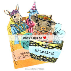 Whimsical rubber stamped card art