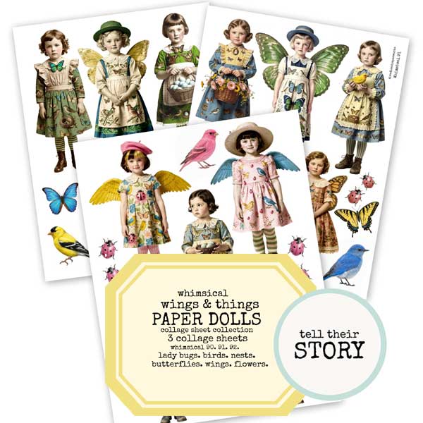 Whimsical Wings and Things Paper Dolls Collage Sheet Collection