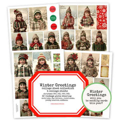 Winter Greetings Vintage Girls Collage Sheet Collection SALE