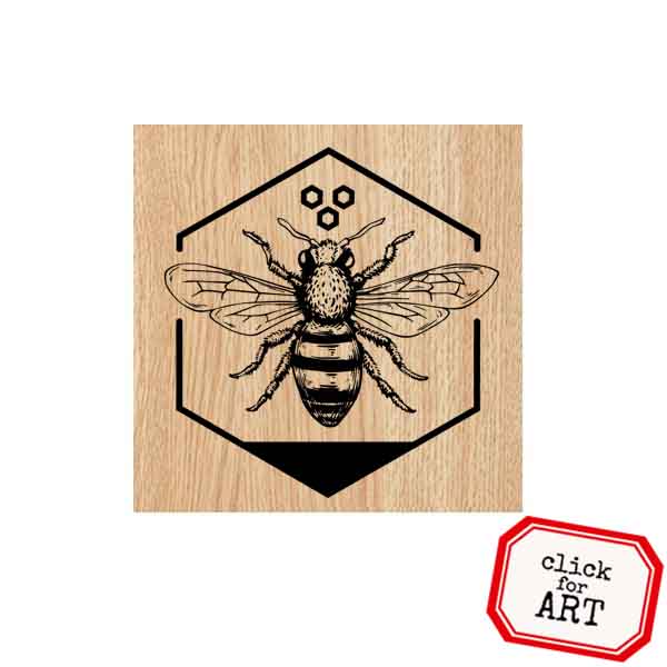 Wood Mounted Honey Bee Rubber Stamp