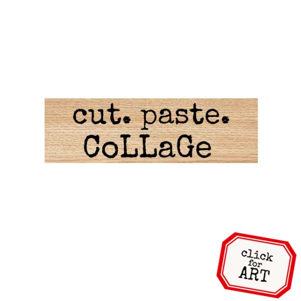 Wood Mount Cut Paste Collage Rubber Stamp