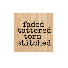 Mixed Media Faded Tattered Torn Stitched Wood Mount Rubber Stamp