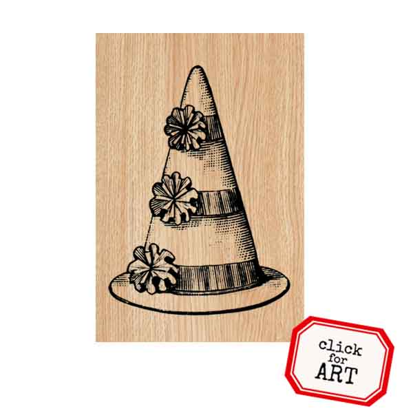 Wood Mounted Party Hat Rubber Stamp