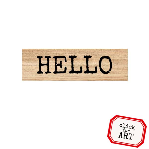 Wood Mount Hello Rubber Stamp