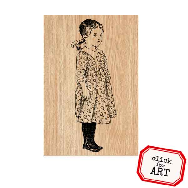 Wood Mount Mindy Girl Rubber Stamp