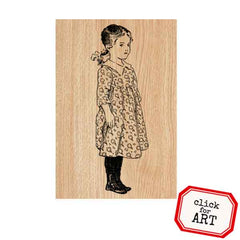 Wood Mount Mindy Girl Rubber Stamp