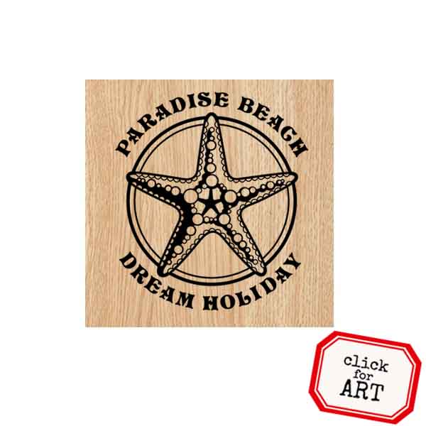 Wood Mounted Paradise Beach Rubber Stamp SAVE 60%