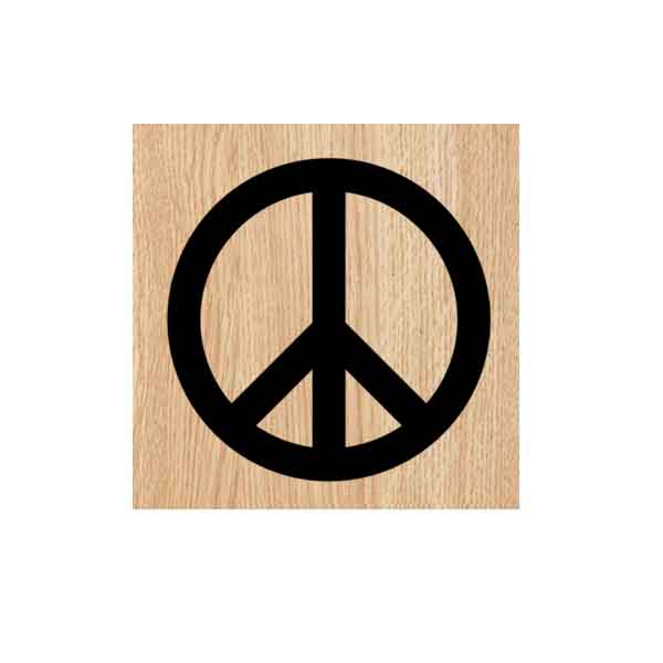 Wood Mount Peace Sign Rubber Stamp