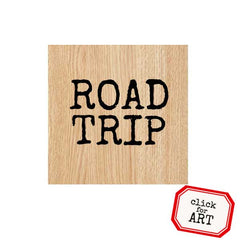Wood Mounted Road Trip Word Rubber Stamp