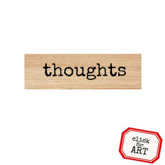 wood mount thoughts word stamp