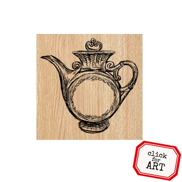 Wood Mount Brunch Tea Pot Rubber Stamp