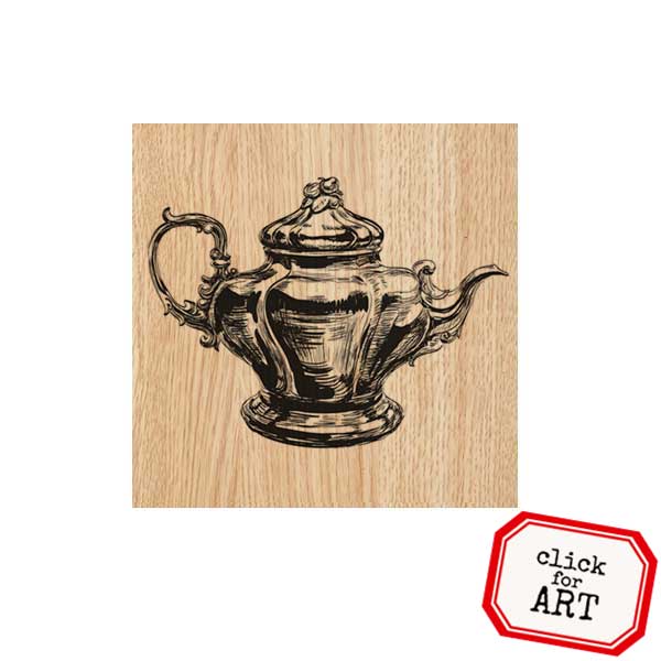 Wood Mount Dinner Time Tea Pot Rubber Stamp