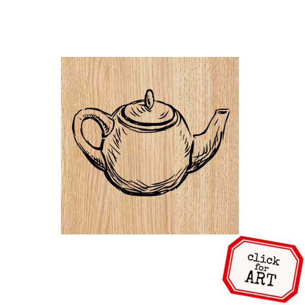 Wood Mount Everyday Tea Pot Rubber Stamp