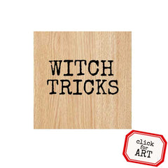 Witch Tricks Wood Mount Halloween Rubber Stamp