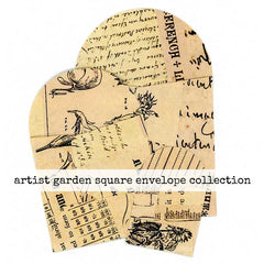 mixed media square collage art envelopes