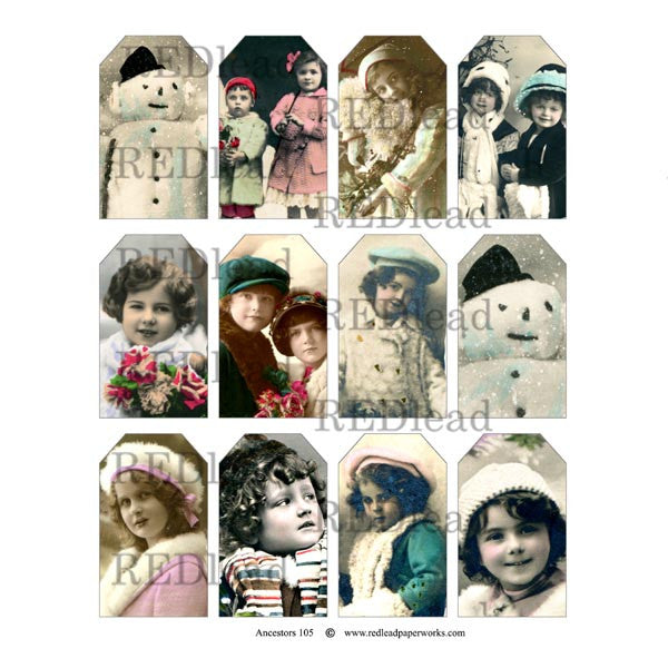 Collage Sheet Ancestors 105 Winter Tags