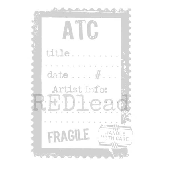 Artist Trading Card Information Fragile Rubber Stamp