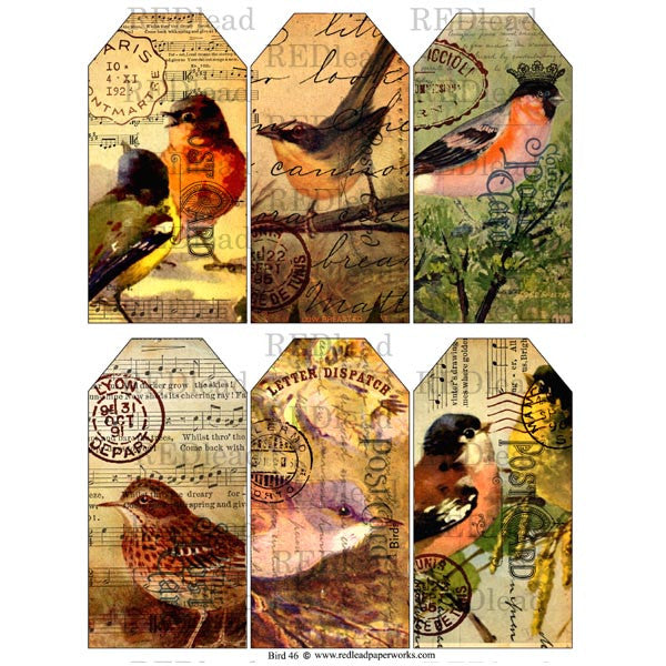 Bird 46 Tag Collage Sheet