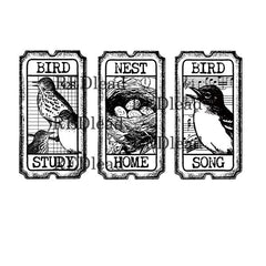 Bird Tickets Bird Rubber Stamp