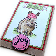 Santa Bunny rubber stamped Christmas Card