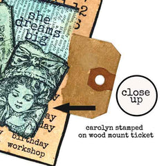 Wood Mount Ticket Rubber Stamp
