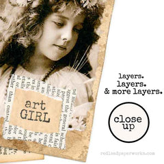 Art Girl Wood Mounted Rubber Stamp