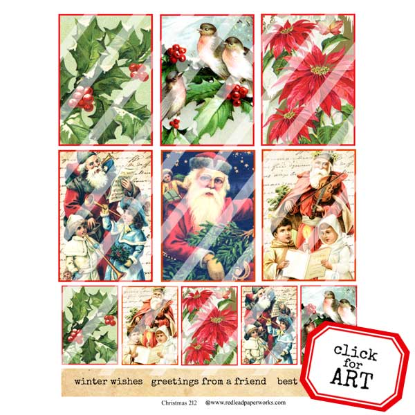 Christmas Artist Trading Cards Collage Sheet 212