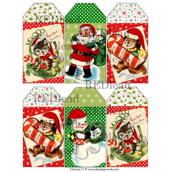Christmas Collage Sheet 72 Tags