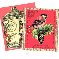 Winter Bird Christmas Rubber Stamp