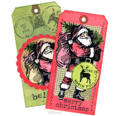 Wood Mounted Christmas Postage Rubber Stamp