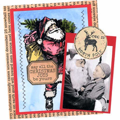 Wood Mounted Christmas Postage Rubber Stamp