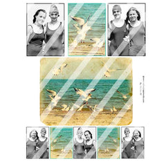 Vintage Beach Artist Trading Cards Collage Sheet