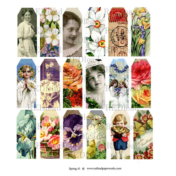 Spring Collage Sheet 41 Small Tags