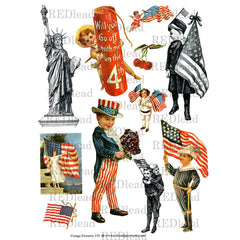 Vintage Elements Collage Sheet 159 - Patriotic