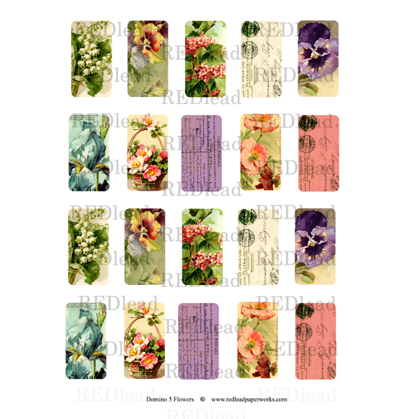 Flowers Domino Collage Sheet 5