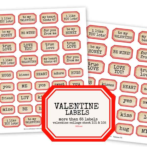 Valentine Labels Collage Sheet Collection
