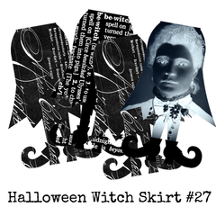Vintage Style Halloween Witch Skirt Collage Sheets