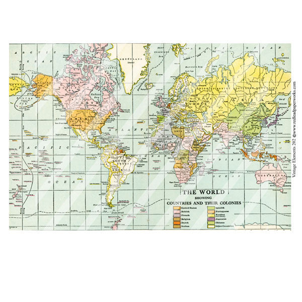 Vintage Elements 202 World Map Collage Sheet