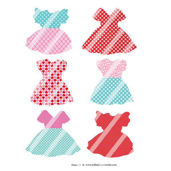 Valentine Dresses Collage Sheet 12