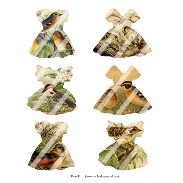 Forest Birds Dresses Collage Sheet 16