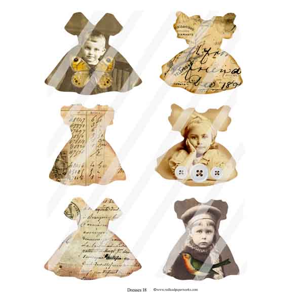 Vintage Dresses 18 Collage Sheet