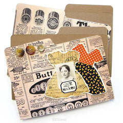 Sewing File Folders with Vintage Style Papers