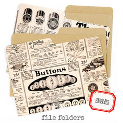 Sewing File Folders with Vintage Style Papers