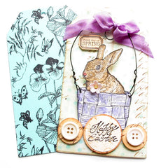 Bunny In A Basket Rubber Stamp