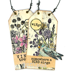 Somewhere A Bird Sings Wood Mounted Rubber Stamp