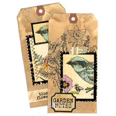 Mixed Media Birds Garden Notes Art Tags